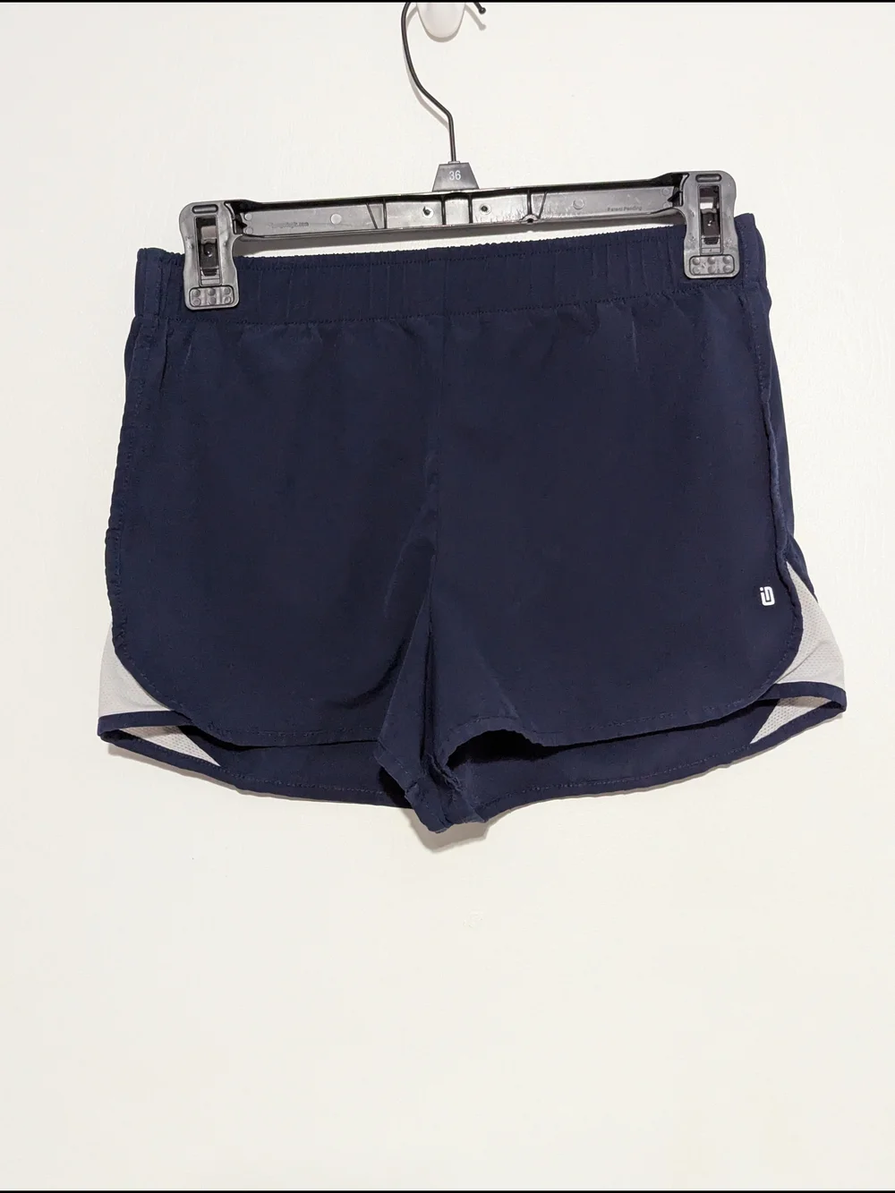 Ideology Navy and White Split-Hem Athletic Shorts